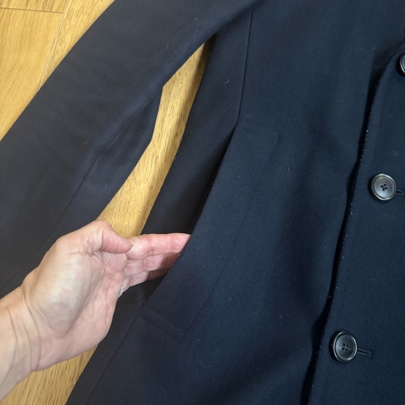 THEORY MEN'S NAVY BLUE WOOL PEACOAT JACKET SIZE US L LARGE - Picture 4 of 8